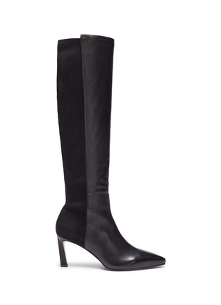 Main View - Click To Enlarge - STUART WEITZMAN - 'Demi' stretch suede back leather knee high boots