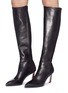 Figure View - Click To Enlarge - STUART WEITZMAN - 'Demi' stretch suede back leather knee high boots