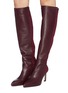 Figure View - Click To Enlarge - STUART WEITZMAN - 'Demi' Stretch suede back leather knee high boots