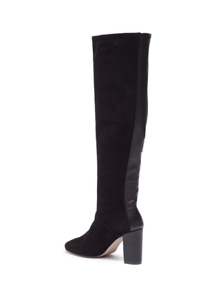 Detail View - Click To Enlarge - STUART WEITZMAN - 'Boyd' leather panel stretch suede knee high boots