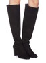 Figure View - Click To Enlarge - STUART WEITZMAN - 'Boyd' leather panel stretch suede knee high boots