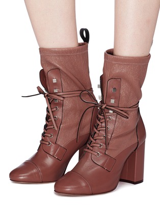 Figure View - Click To Enlarge - STUART WEITZMAN - 'Veruka' lace-up leather mid-calf boots