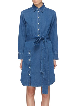 Main View - Click To Enlarge - ACNE STUDIOS - Belted button placket denim shirt dress