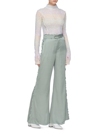 Figure View - Click To Enlarge - ACNE STUDIOS - Ruffle outseam satin flared pants