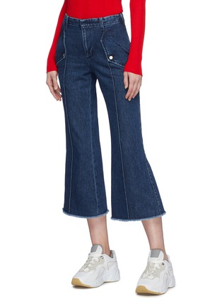Front View - Click To Enlarge - ACNE STUDIOS - Frayed hem cropped flared jeans