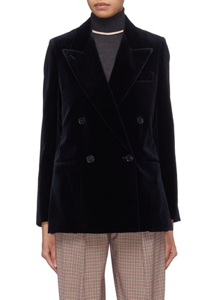 Main View - Click To Enlarge - ACNE STUDIOS - Peaked lapel double breasted oversized velvet blazer