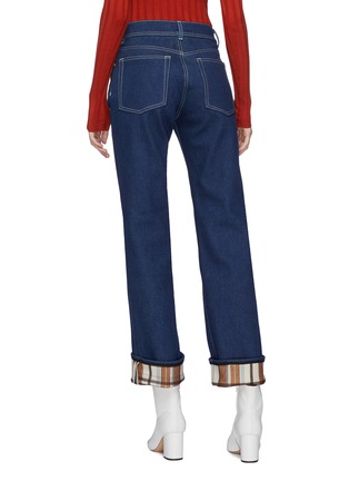 Back View - Click To Enlarge - ACNE STUDIOS - Check roll cuff contrast topstitching straight leg jeans
