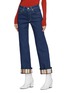 Front View - Click To Enlarge - ACNE STUDIOS - Check roll cuff contrast topstitching straight leg jeans
