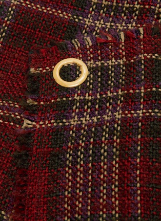  - ACNE STUDIOS - Frayed tartan plaid tweed asymmetric wrap skirt