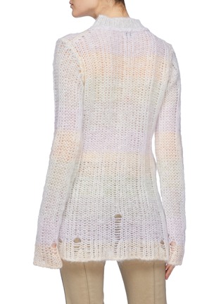 Back View - Click To Enlarge - ACNE STUDIOS - Distressed colourblock stripe mohair blend mock neck sweater