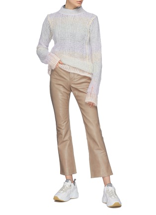 Figure View - Click To Enlarge - ACNE STUDIOS - Distressed colourblock stripe mohair blend mock neck sweater