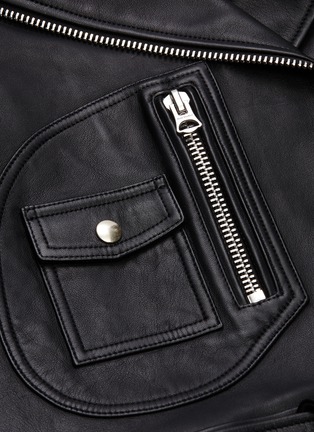  - ACNE STUDIOS - Detachable shearling collar leather biker jacket
