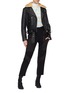 Figure View - Click To Enlarge - ACNE STUDIOS - Detachable shearling collar leather biker jacket