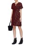 Figure View - Click To Enlarge - ACNE STUDIOS - Ruched front tartan plaid tweed crepe patchwork dress