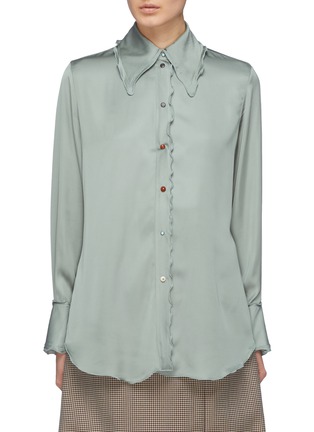 Main View - Click To Enlarge - ACNE STUDIOS - Scalloped border satin blouse