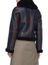 Back View - Click To Enlarge - ACNE STUDIOS - Belted contrast trim lambskin shearling jacket