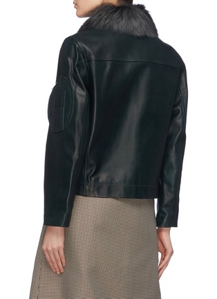 Back View - Click To Enlarge - ACNE STUDIOS - Lamb fur collar leather jacket