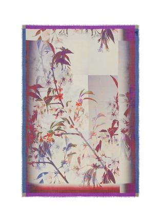 Main View - Click To Enlarge - FRANCO FERRARI - 'Tarth Bird' floral print wool-silk herringbone scarf