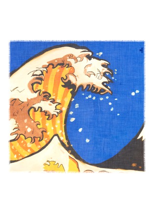 Main View - Click To Enlarge - FRANCO FERRARI - 'Tarth' wave print wool-silk herringbone scarf