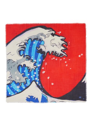 Main View - Click To Enlarge - FRANCO FERRARI - 'Tarth' wave print wool-silk herringbone scarf