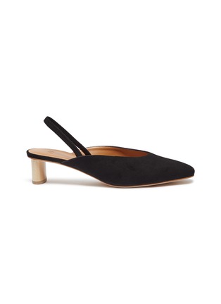 Main View - Click To Enlarge - LOQ - 'Pia' wooden heel suede slingback pumps
