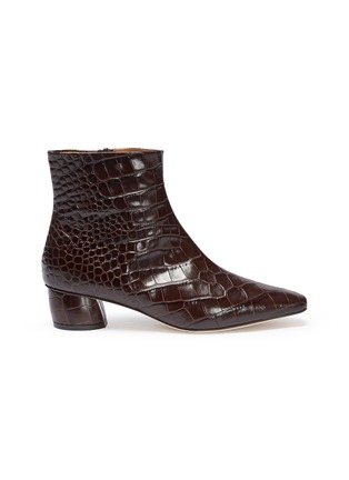 Main View - Click To Enlarge - LOQ - 'Matea' croc embossed spazzalato leather ankle boots