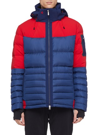Main View - Click To Enlarge - PERFECT MOMENT - 'Amak' detachable hood colourblock down puffer jacket