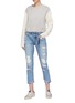 Figure View - Click To Enlarge - 72877 - 'Savanna' colourblock patch pocket cropped ripped jeans