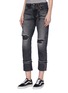 Front View - Click To Enlarge - 72877 - 'Herma' reverse cuff ripped jeans