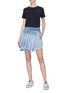 Figure View - Click To Enlarge - 72877 - 'Ann' detachable pleated panel asymmetric denim skirt
