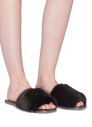 Figure View - Click To Enlarge - FABIO RUSCONI - Rabbit fur slide sandals
