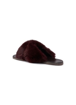 Detail View - Click To Enlarge - FABIO RUSCONI - Cross strap rabbit fur slide sandals