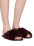 Figure View - Click To Enlarge - FABIO RUSCONI - Cross strap rabbit fur slide sandals
