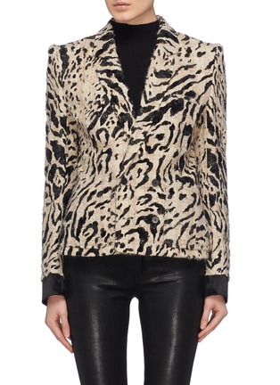 Main View - Click To Enlarge - HAIDER ACKERMANN - Leopard print double breasted cropped tweed jacket