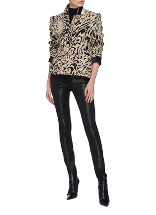 Figure View - Click To Enlarge - HAIDER ACKERMANN - Leopard print double breasted cropped tweed jacket