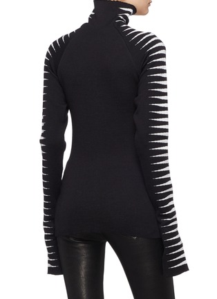 Back View - Click To Enlarge - HAIDER ACKERMANN - Stripe jacquard sleeve turtleneck sweater