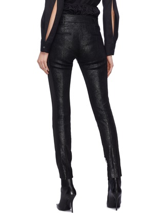 Back View - Click To Enlarge - HAIDER ACKERMANN - Stripe outseam leather back leopard print wool pants