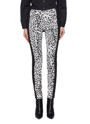 Main View - Click To Enlarge - HAIDER ACKERMANN - Stripe outseam leather back leopard print wool pants