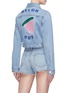 Back View - Click To Enlarge - ÊTRE CÉCILE - 'Melon Out' graphic slogan embroidered cropped denim jacket
