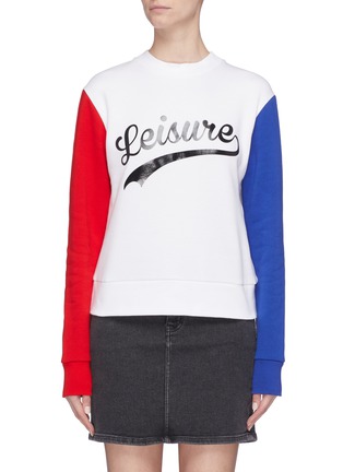 Main View - Click To Enlarge - ÊTRE CÉCILE - 'Leisure' slogan print contrast sleeve sweatshirt