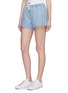 Front View - Click To Enlarge - ÊTRE CÉCILE - Stripe outseam denim drawstring shorts