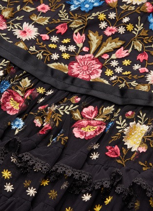 Detail View - Click To Enlarge - NEEDLE & THREAD - 'Pandora' floral embroidered ruffle tiered tulle dress