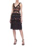 Figure View - Click To Enlarge - NEEDLE & THREAD - 'Pandora' floral embroidered ruffle tiered tulle camisole dress