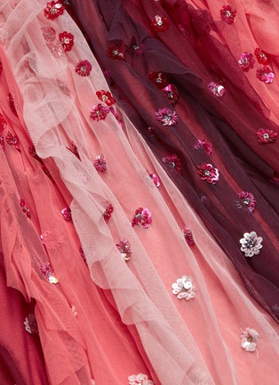 Detail View - Click To Enlarge - NEEDLE & THREAD - 'Rainbow' floral embellished colourblock ruffle tulle skirt