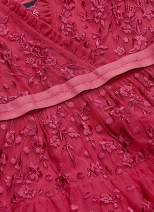 Detail View - Click To Enlarge - NEEDLE & THREAD - Floral embroidered tiered tulle dress