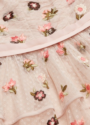 Detail View - Click To Enlarge - NEEDLE & THREAD - 'Celeste' floral embroidered ruffle tulle off-shoulder dress