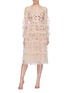 Figure View - Click To Enlarge - NEEDLE & THREAD - 'Celeste' floral embroidered ruffle tulle off-shoulder dress