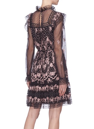 Back View - Click To Enlarge - NEEDLE & THREAD - 'Eclipse' polka dot floral embroidered tulle dress