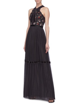 Figure View - Click To Enlarge - NEEDLE & THREAD - 'Esther' floral embellished tulle gown