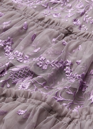 Detail View - Click To Enlarge - NEEDLE & THREAD - 'Primrose' floral embroidered tiered tulle off-shoulder midi dress